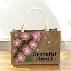 Crochet Cherry Blossom Flower Tote Bag