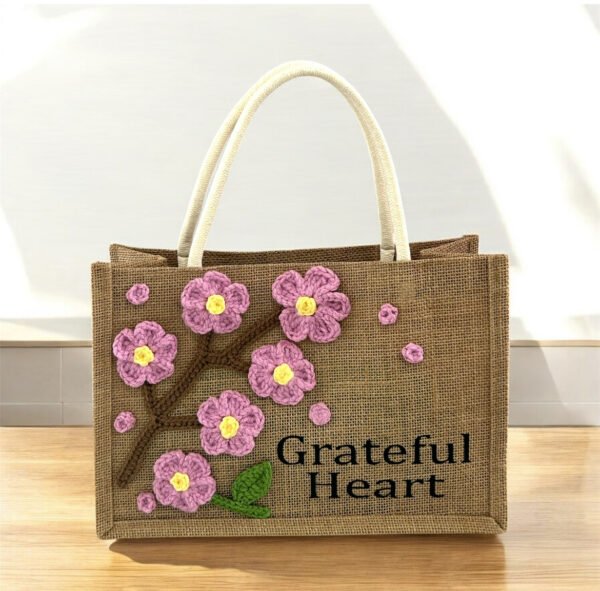 Crochet Cherry Blossom Flower Tote Bag